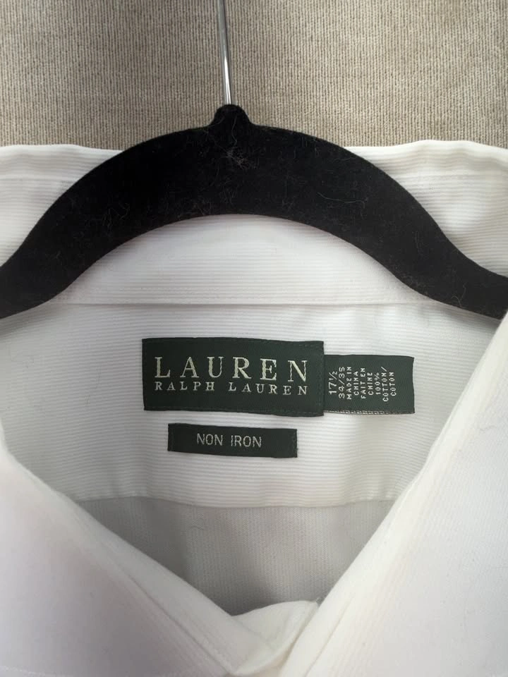 LRL Men's White Non-Iron Dress Shirt 17.5 34/35 Pristine - photo 3
