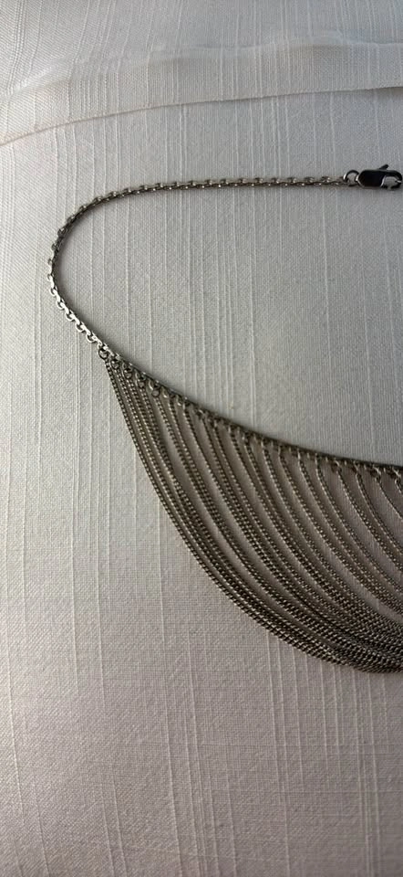 Vintage 925 Sterling Silver Multi Strand Waterfall Bib Necklace - photo 2