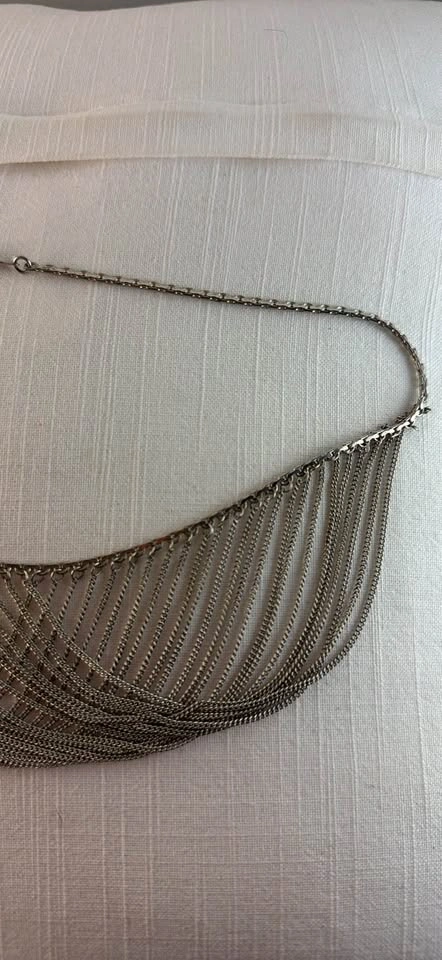 Vintage 925 Sterling Silver Multi Strand Waterfall Bib Necklace - photo 3