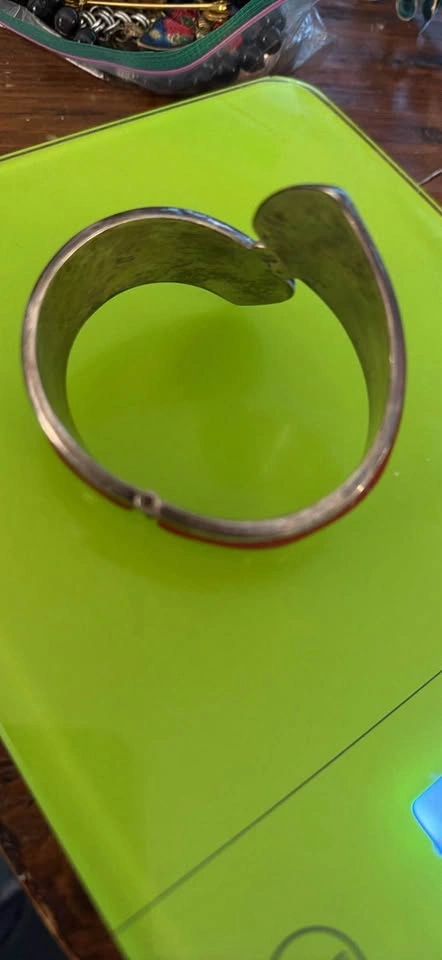 Vintage Mid-Century Mexican Modernist .925 Silver Jasper Cuff - photo 3