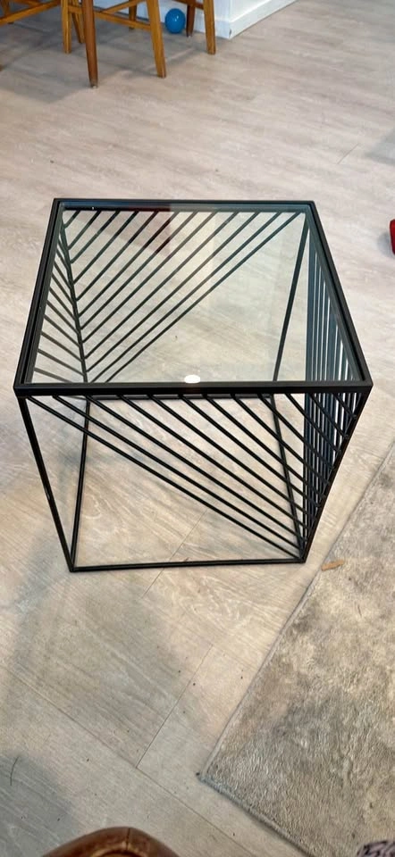 West Elm Optic Lines Side Table – Glass & Metal