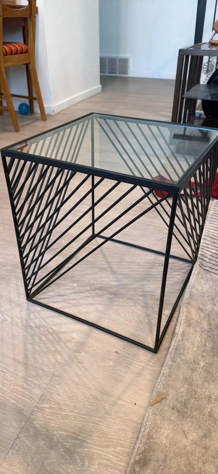 West Elm Optic Lines Side Table – Glass & Metal - photo 2