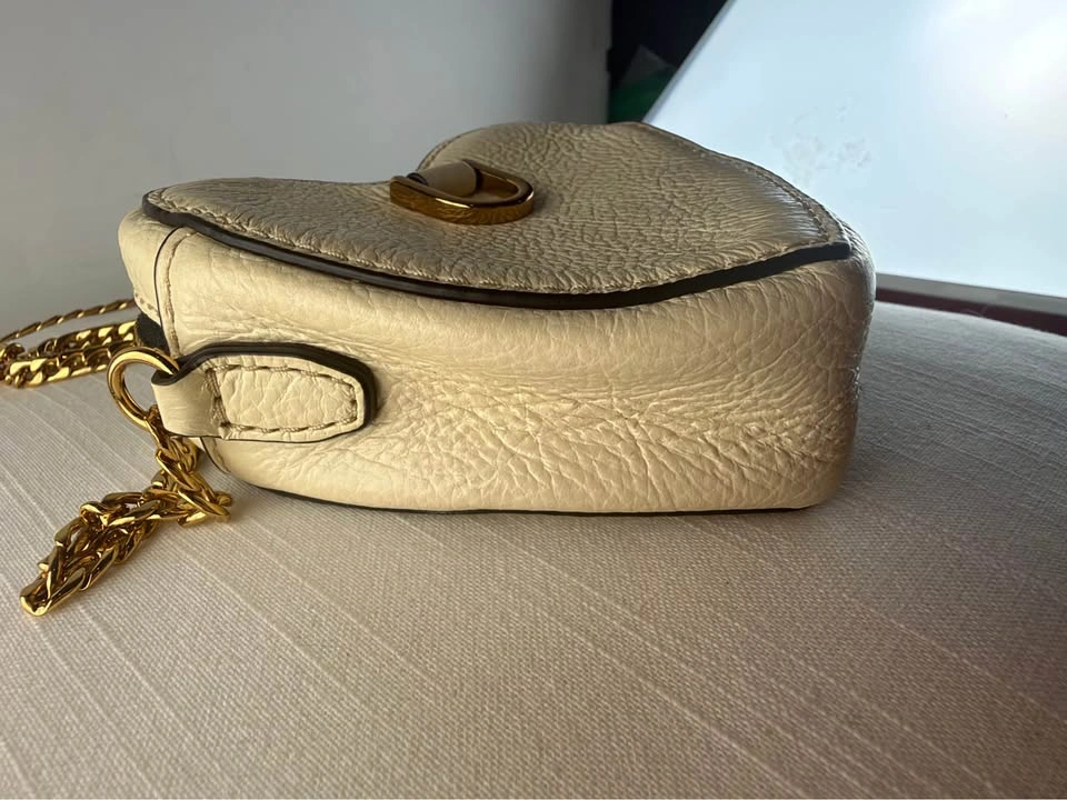 Fossil Heart Micro Crossbody Bag / Coin Pouch – Leather, Bone Wh - photo 4