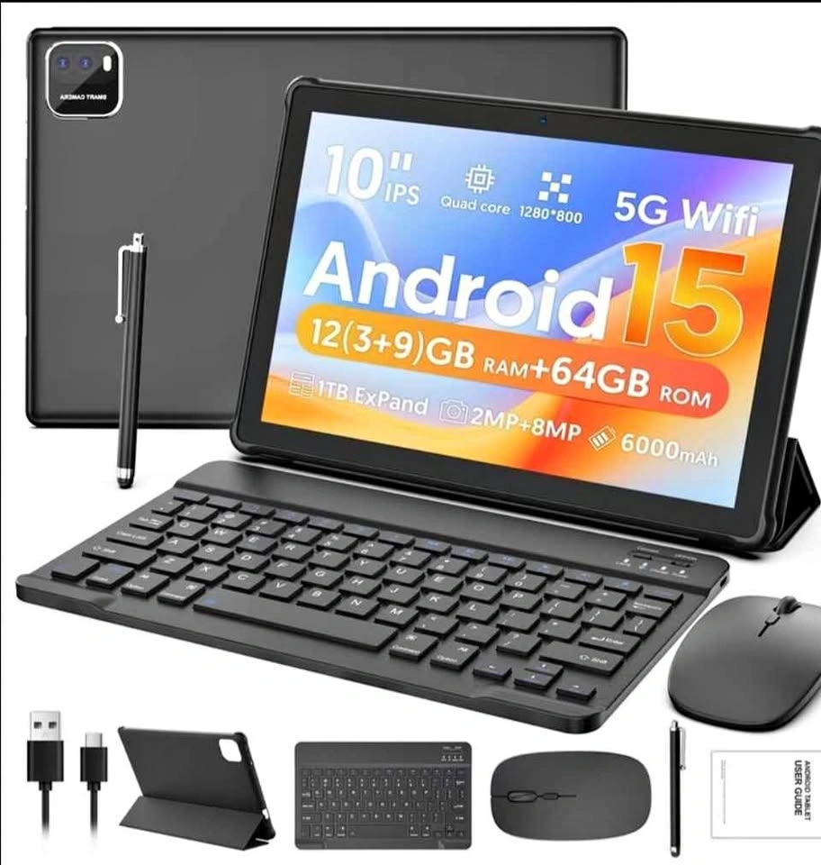 10" Android 15 Tablet with 12GB RAM and 64GB ROM