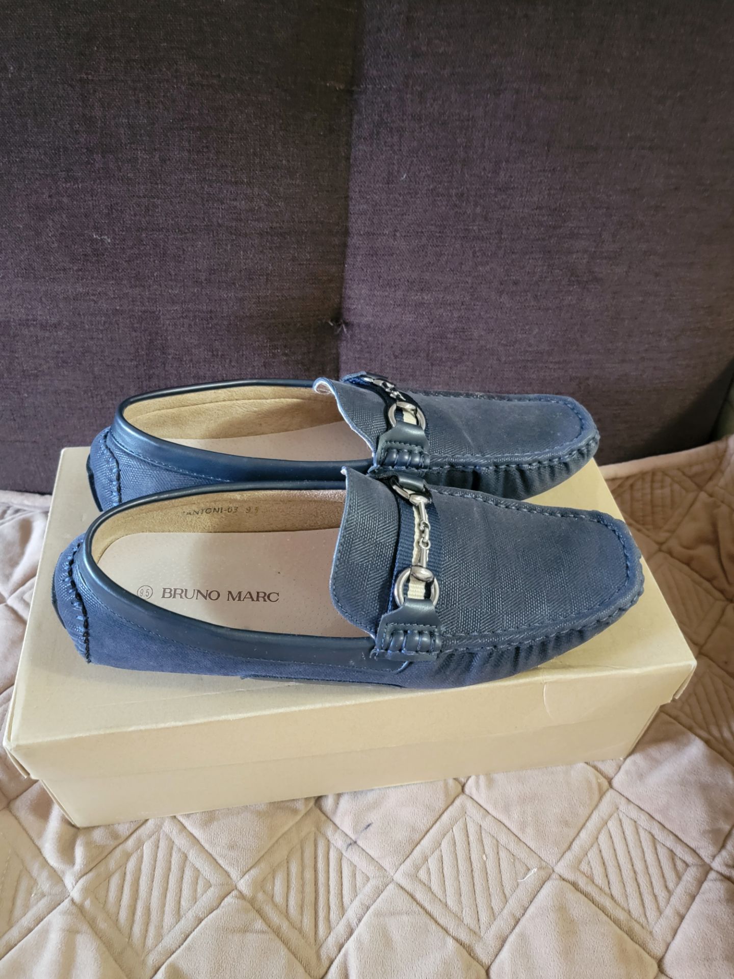 Navy Blue Loafers with Silver Bit Hardware - photo 2