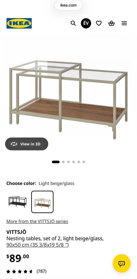 IKEA Coffee Tables, Set of 2 – Light Beige/Glass