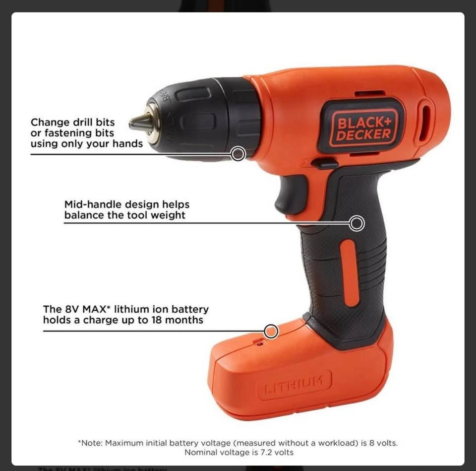 BLACK+DECKER 8V MAX* Cordless Drill + 43 pc. Home Decor Project - photo 2