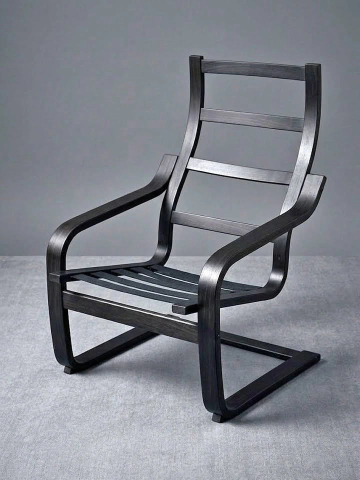 IKEA Poäng Chair Frame - Black-Brown Wood (No Cushion)