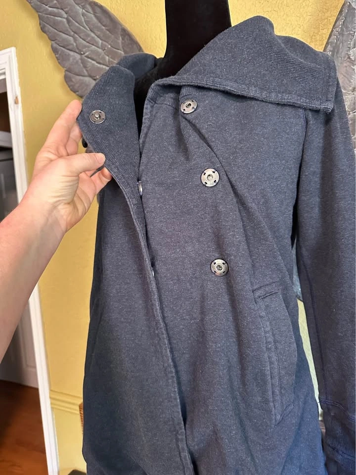 Lululemon Gray Double-Breasted Wrap Front Sweater Jacket - photo 5