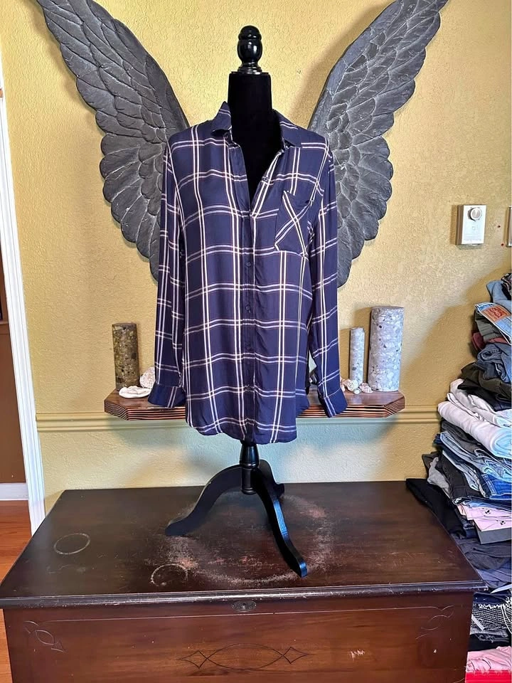 Banana Republic Navy Plaid button Down Shirt