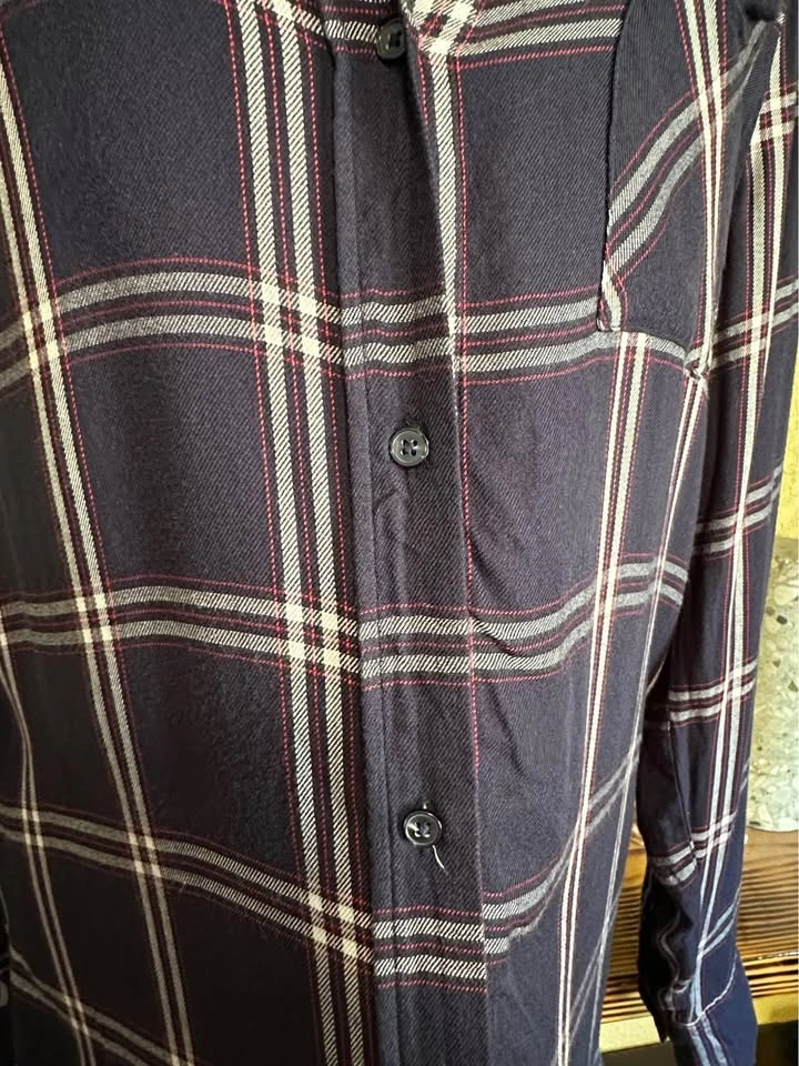 Banana Republic Navy Plaid button Down Shirt - photo 3