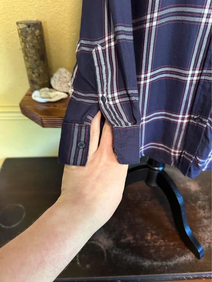 Banana Republic Navy Plaid button Down Shirt - photo 4