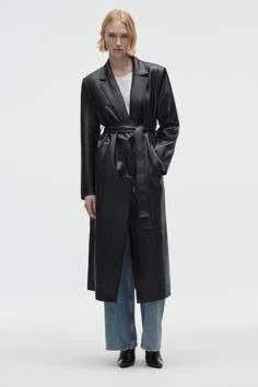 Zara Black Leather Trench Coat - photo 2