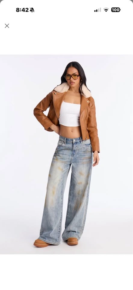 Fashionnova motor leather jacket size 12 large - photo 2
