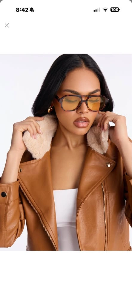Fashionnova motor leather jacket size 12 large - photo 3