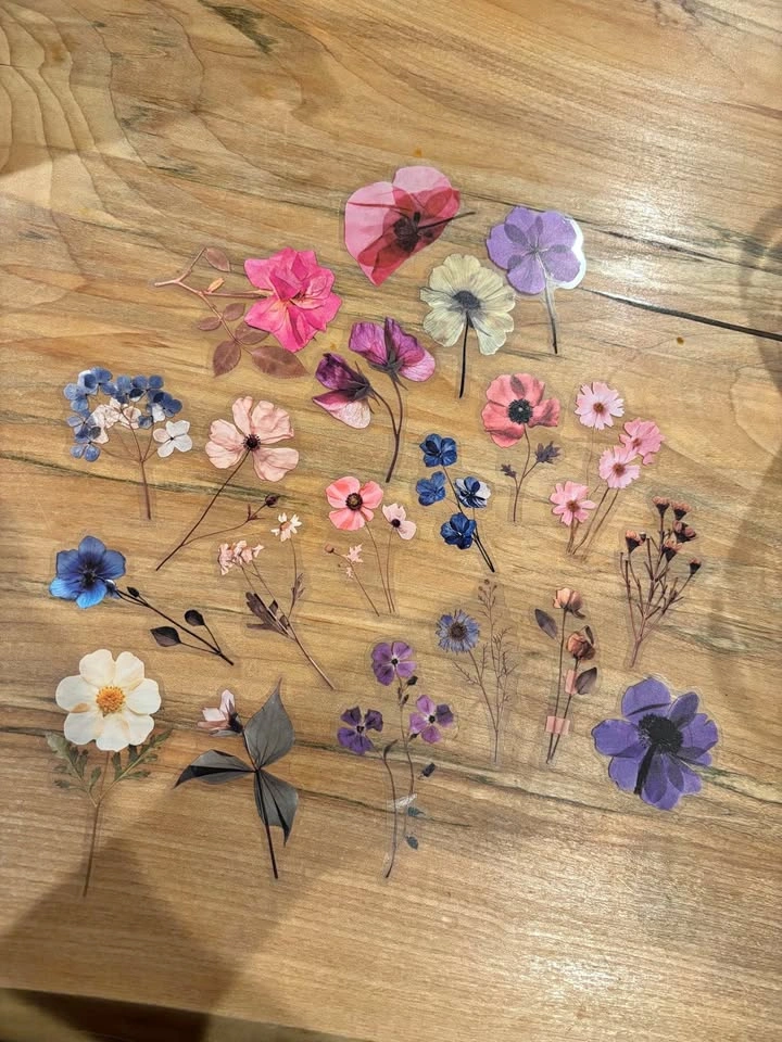Clear water resistant floral stickers $1 each