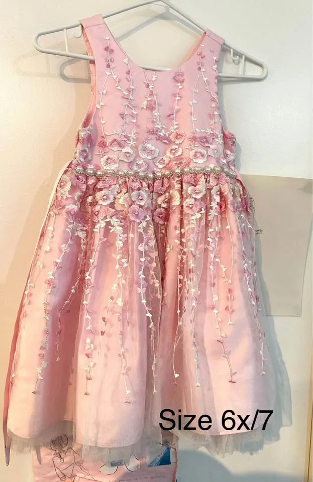 American princess pink floral embroidered dress thumbnail