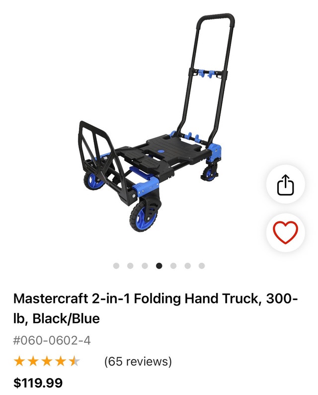 Mastercraft 2-in-1 Folding Hand Truck