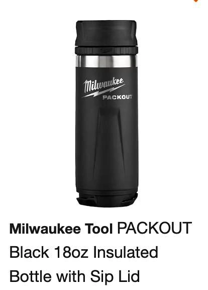 Brand new Milwaukee PACKOUT Black 18oz Insulated Bottle