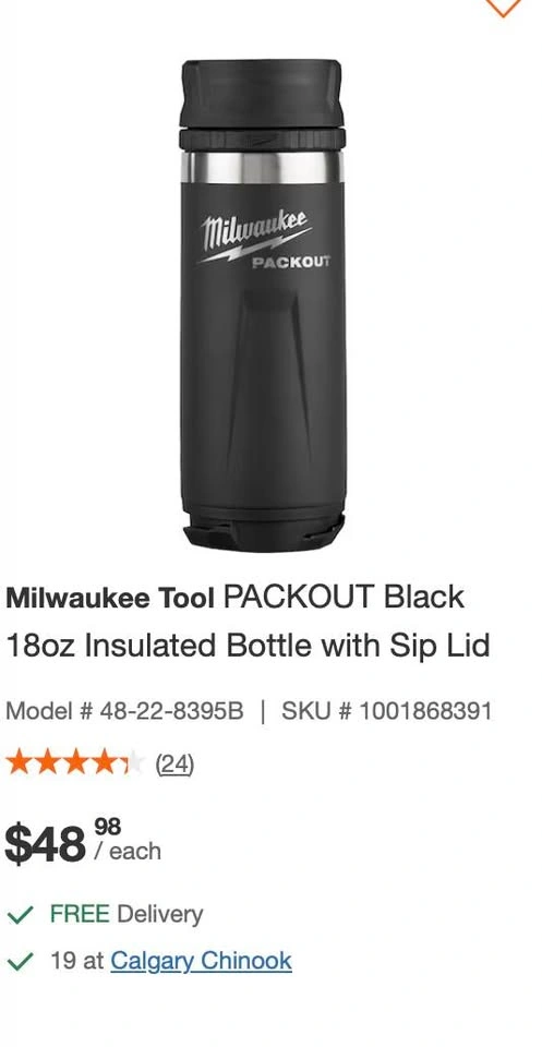 Brand new Milwaukee PACKOUT Black 18oz Insulated Bottle - photo 3