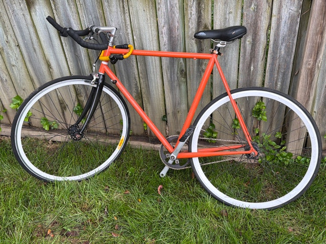 Vintage Orange Steel Fixed Gear Bike