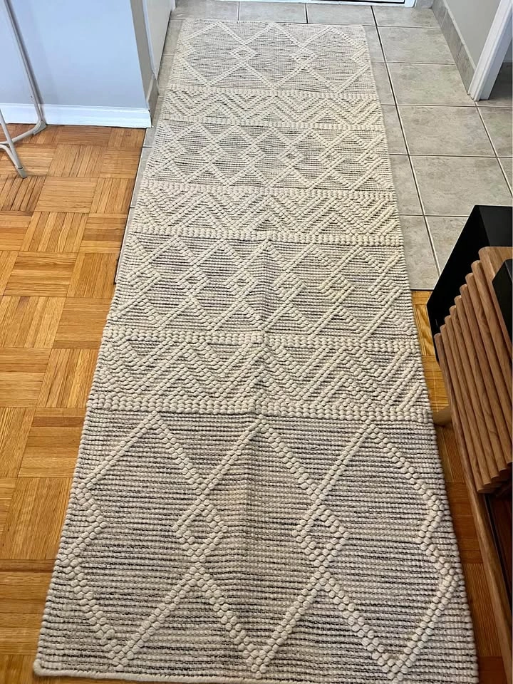 Latrissa Flatweave Charcoal/Cream Moroccan Wool Rug Runner