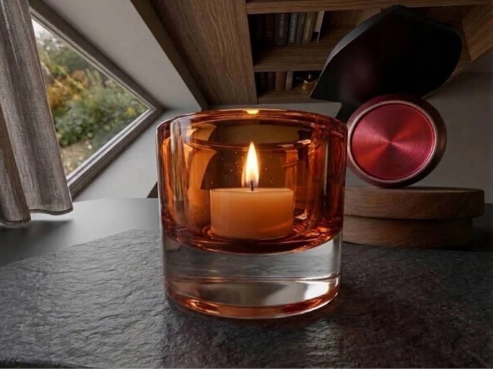 FÄRG & FORM Sweden Amber Glass Votive Candle Holder