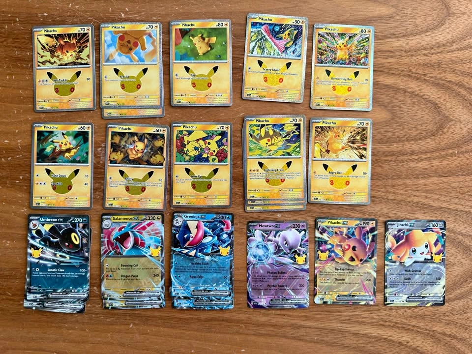 Pikachu's and EXs from 30th Celebrations Pokemon