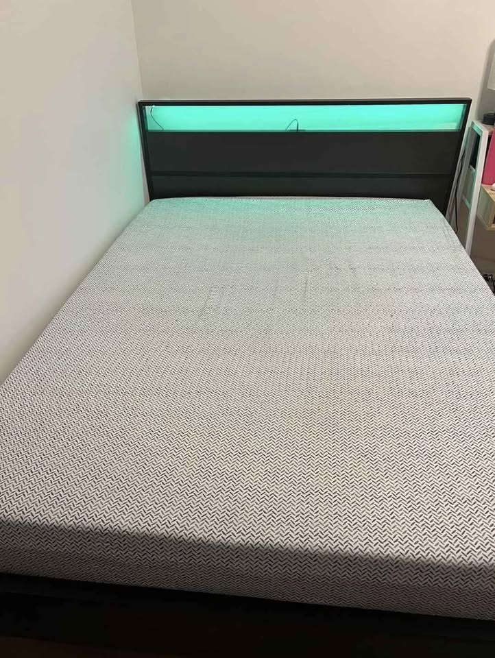 Queen bed Frame with LED and Roots comforter - photo 4