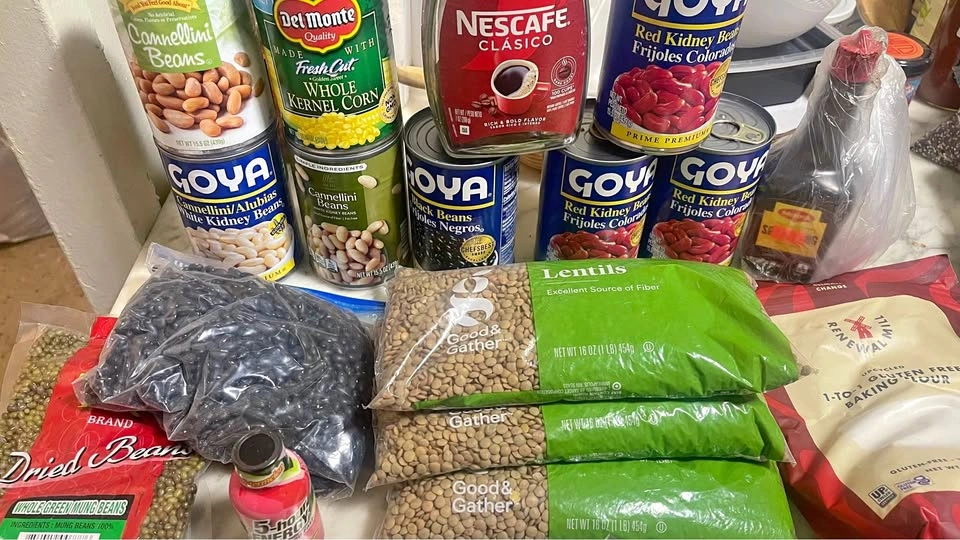Large Bag of Free Food, Coffee, Cans, Sauces