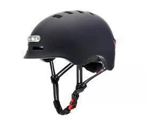 Adult Smart Bike Helmet with Front and Rear Lights - Black, L