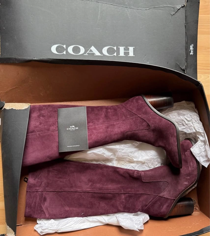 Coach Ombre Heel BT Suede Boots - Size 5.5 Oxblood - photo 2