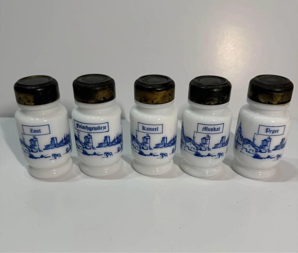 Vintage Milk Glass Spice Jar Set - photo 2