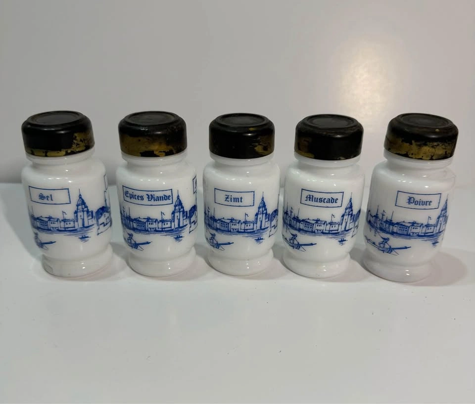 Vintage Milk Glass Spice Jar Set - photo 3