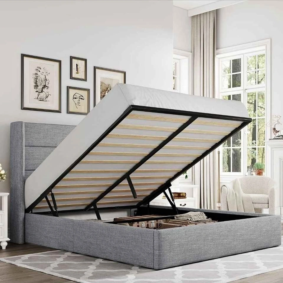 Brand New Full Size Lift Up Hydraulic Storage Bed Grey