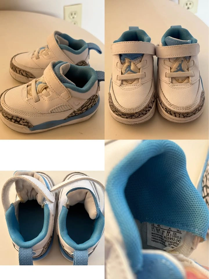 Jordan 3 Retro White/University Blue Size 4C - photo 2