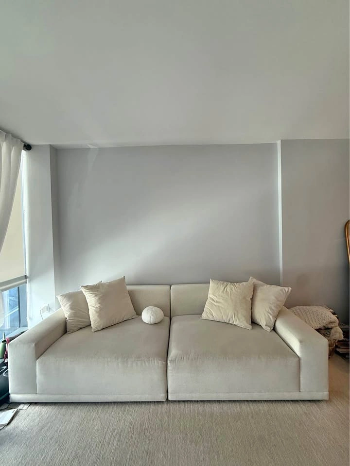 CB2 Faible 2-Piece White Performance Chenille Sectional Sofa