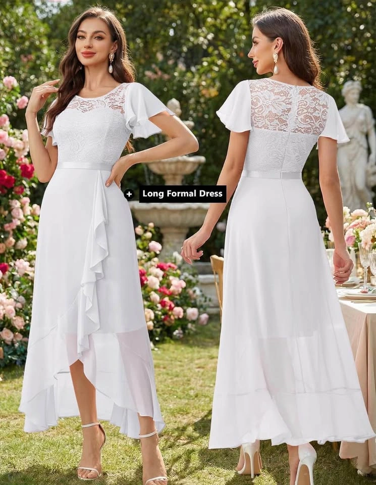 White Lace High-Low Formal Dress - Size XL - photo 2