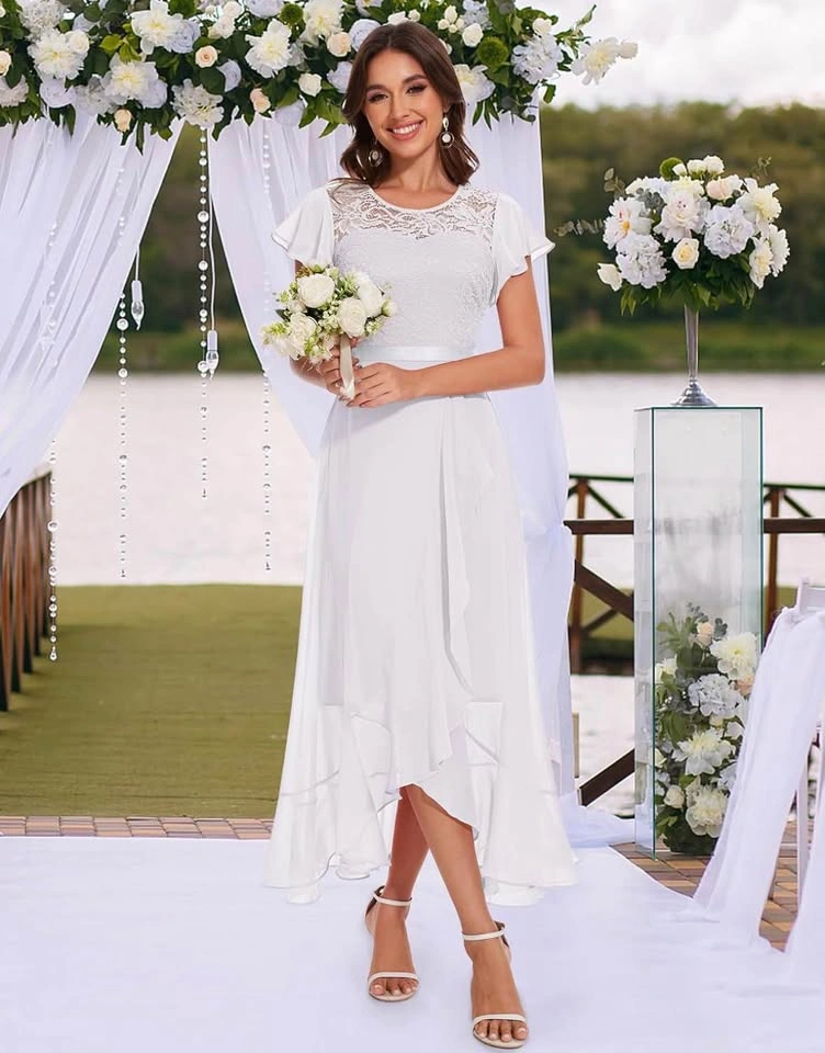 White Lace High-Low Formal Dress - Size XL - photo 5