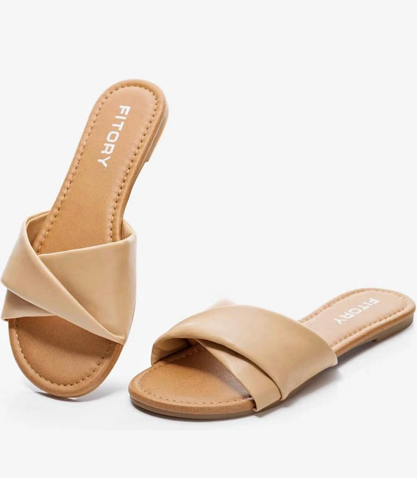 FITORY Women's Flat Slide Sandals - Size 9