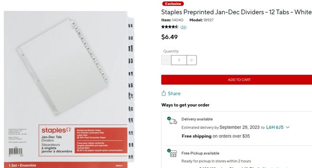 Brand New - Jan-Dec binder divider tabs from Staples (4 sets) - photo 3