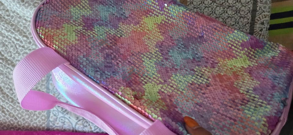 Pink Flip Sequin LOVE Unicorn Duffle Bag for Girls - photo 3