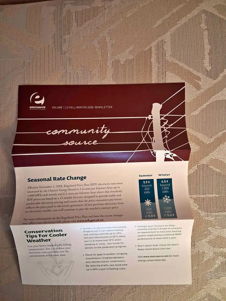 Vintage 2008 Mississauga Enersource Ephemera Newsletter