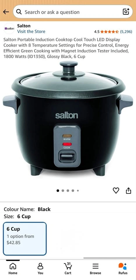 2 x Salton 6-Cup Rice Cooker (Black)