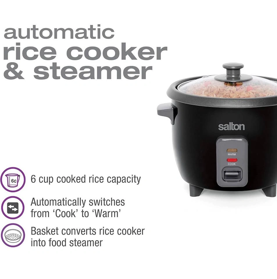 2 x Salton 6-Cup Rice Cooker (Black) - photo 3