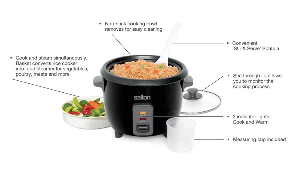 2 x Salton 6-Cup Rice Cooker (Black) - photo 5