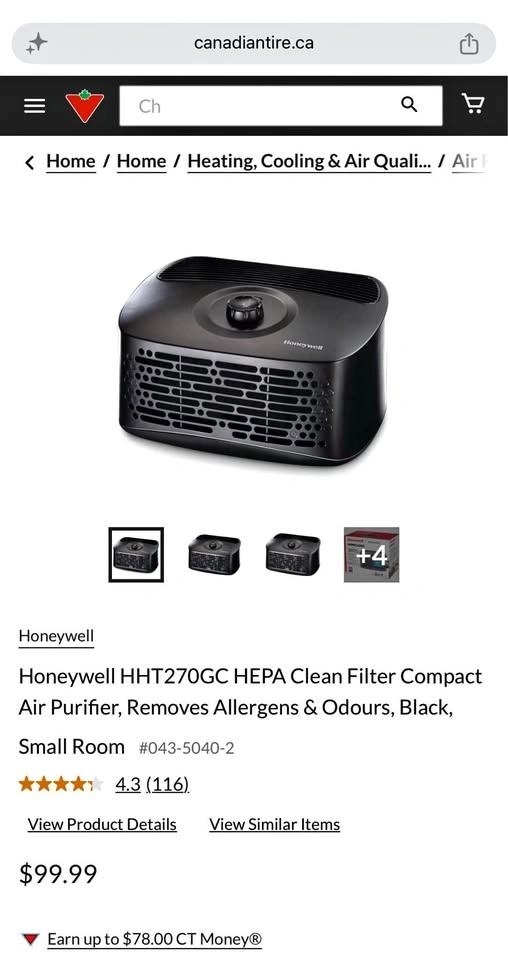 Honeywell HEPA Clean Air Purifier (Black)