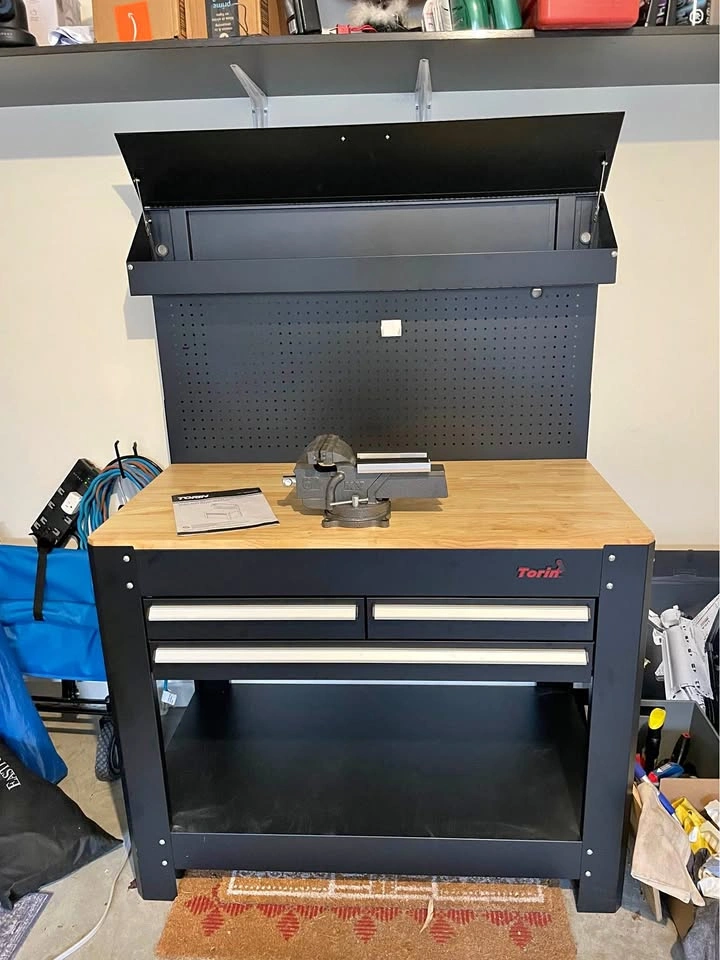 Torin Garage Workbench with 6-inch Vise