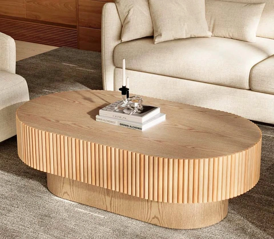 Wood oval coffee table