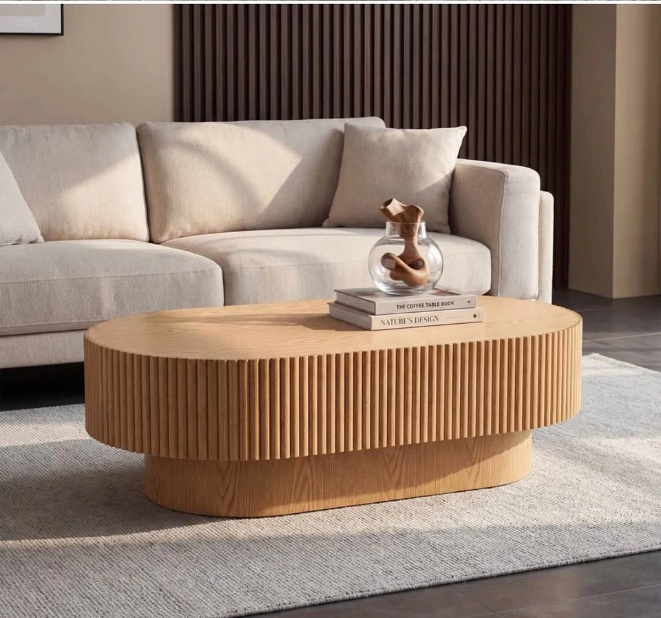 Wood oval coffee table - photo 3